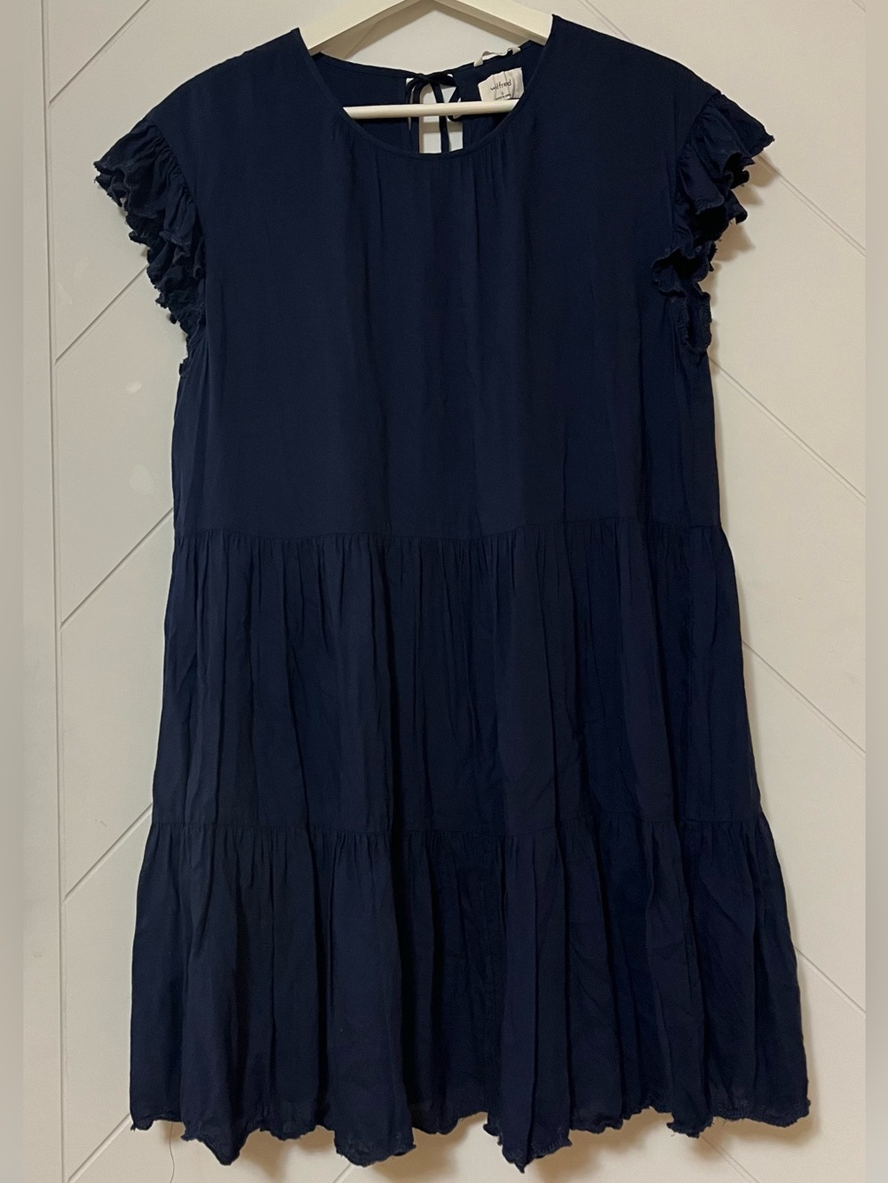 Wilfred La Boheme Navy Tiered Mini Dress with Keyhole Tie - Picture 5 of 10